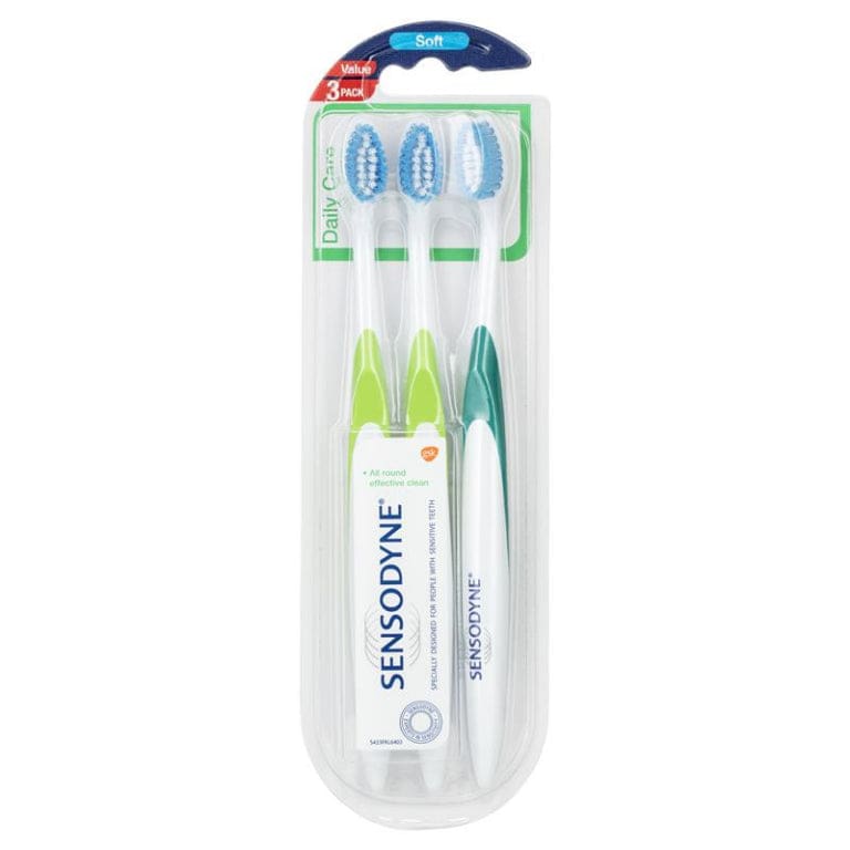 Sensodyne Sensitive Teeth Daily Care Soft Toothbrush 3 pack front image on Livehealthy HK imported from Australia