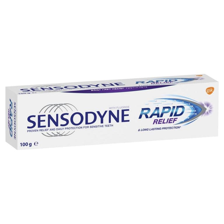 Sensodyne Sensitive Teeth Pain Rapid Relief Toothpaste 100g front image on Livehealthy HK imported from Australia