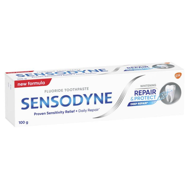 Sensodyne Sensitive Teeth Pain Repair & Protect Whitening Toothpaste 100g front image on Livehealthy HK imported from Australia