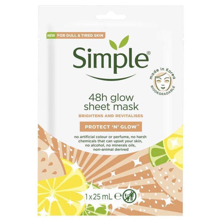 Simple Kind to Skin Radiance Boost Facial Sheet Mask 25ml front image on Livehealthy HK imported from Australia