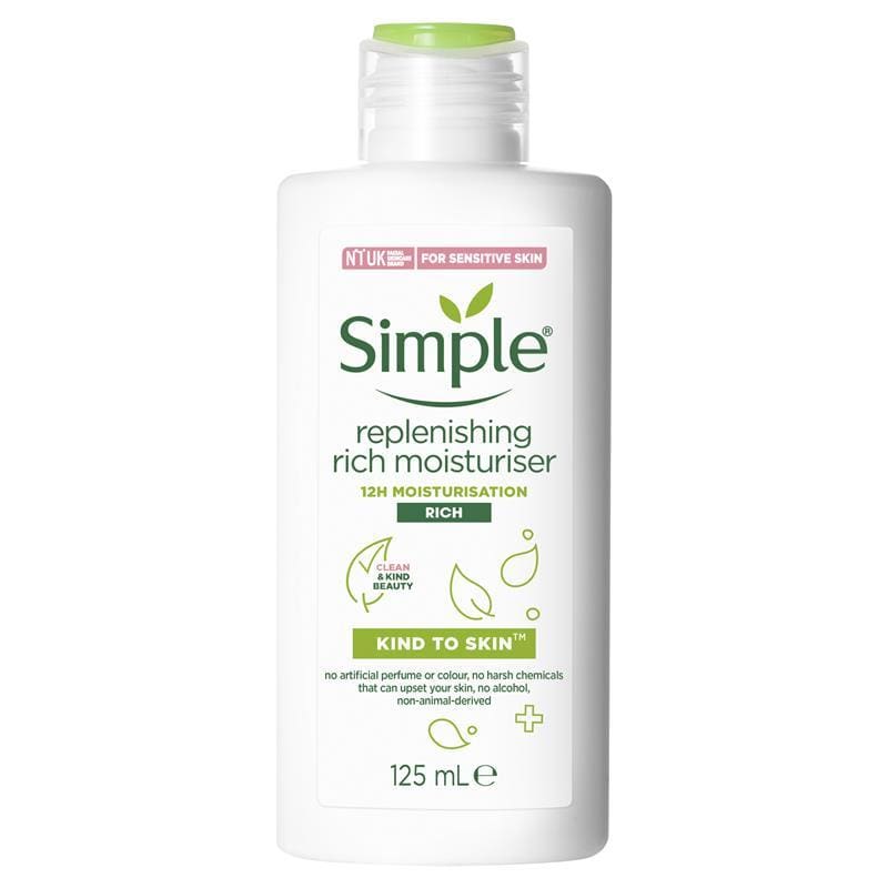 Simple Kind To Skin Rich Moisturiser Replenishing 125ml front image on Livehealthy HK imported from Australia