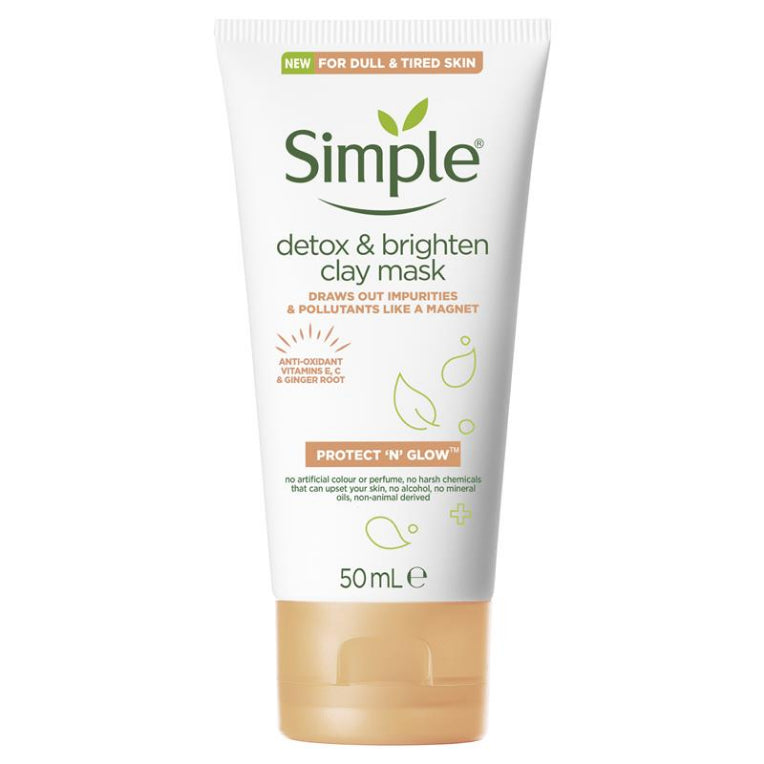 Simple Protect N Glow Detox & Brighten Clay Mask 50ml front image on Livehealthy HK imported from Australia