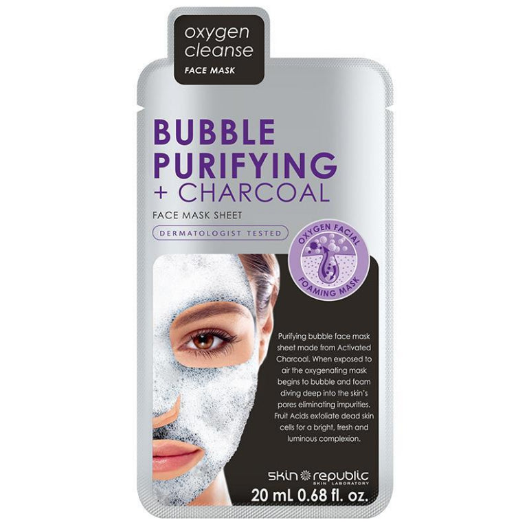 Skin Republic Bubble Purifying Charcoal Face Mask front image on Livehealthy HK imported from Australia