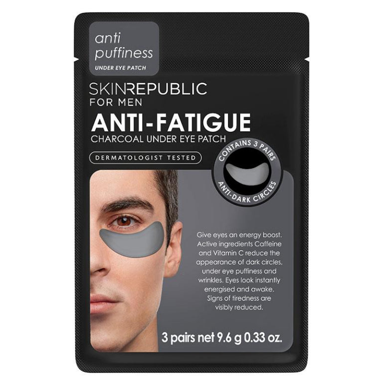 Skin Republic Mens Anti-Fatigue Charcoal Under Eye Patch 3 Pack front image on Livehealthy HK imported from Australia