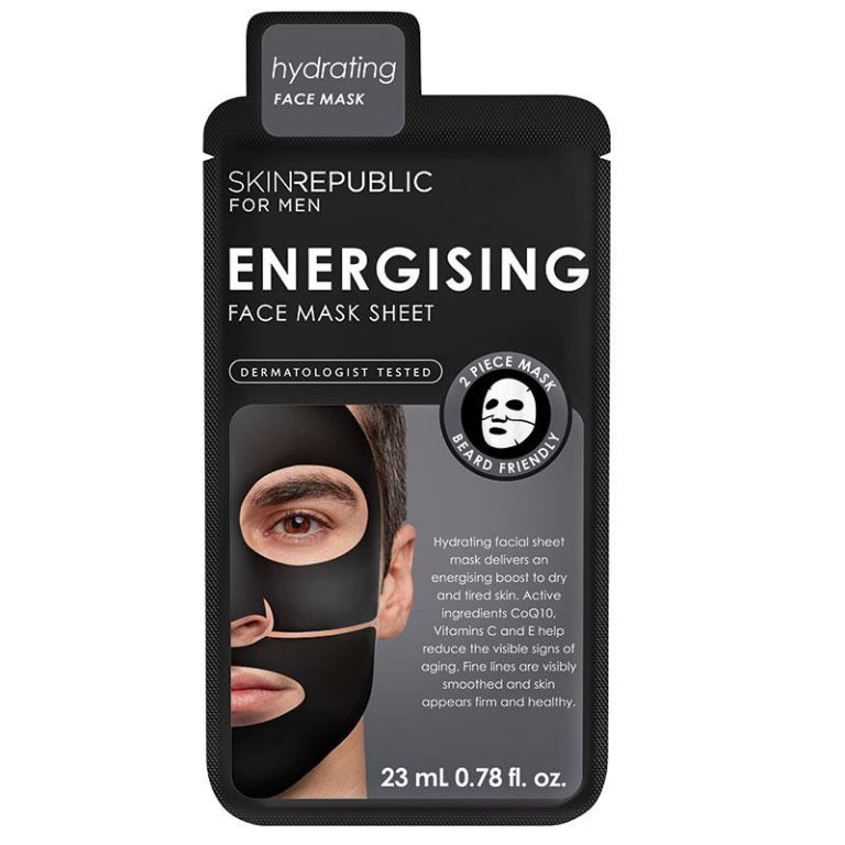 Skin Republic Mens Energising Face Mask Sheet front image on Livehealthy HK imported from Australia