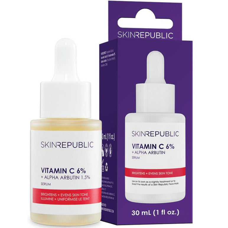 Skin Republic Vitamin C 6% + Alpha Arbutin Serum 30ml front image on Livehealthy HK imported from Australia