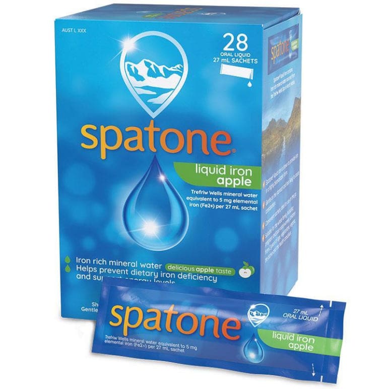Spatone Iron Supplement 28 Sachets Apple Flavour front image on Livehealthy HK imported from Australia