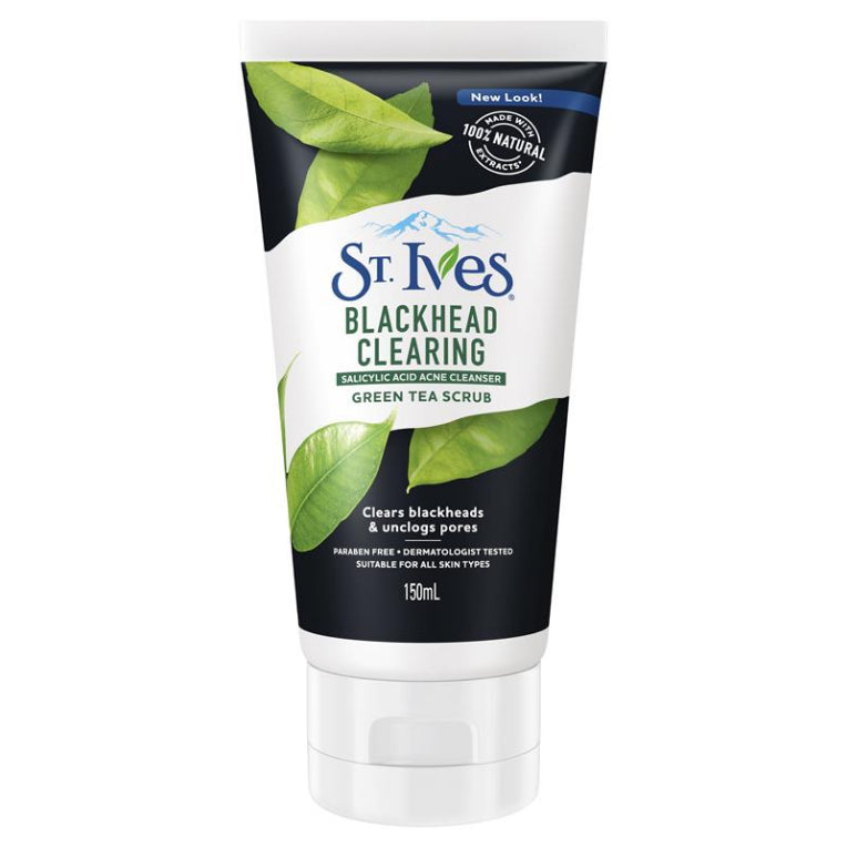 St Ives Naturally Clear Scrub Green Tea 150ml front image on Livehealthy HK imported from Australia