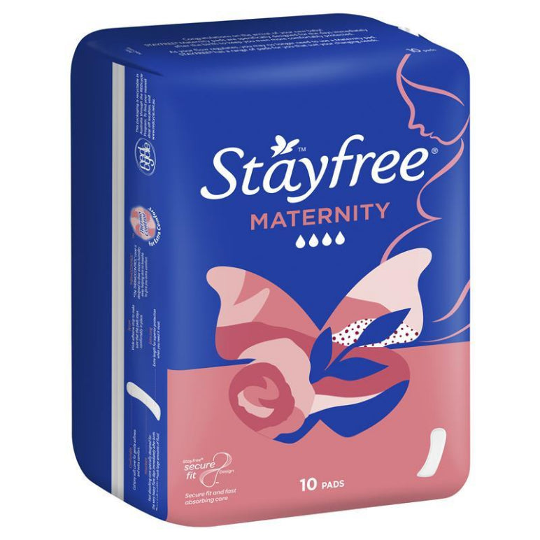 Stayfree Maternity Pads 10 Pack front image on Livehealthy HK imported from Australia