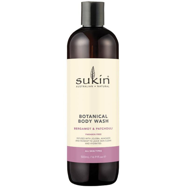 Sukin Botanical Body Wash Bergamot & Patchouli 500ml front image on Livehealthy HK imported from Australia