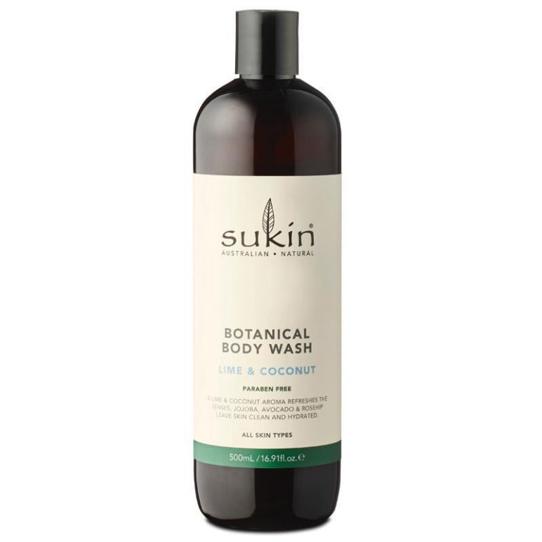Sukin Botanical Body Wash Lime & Coconut 500ml front image on Livehealthy HK imported from Australia