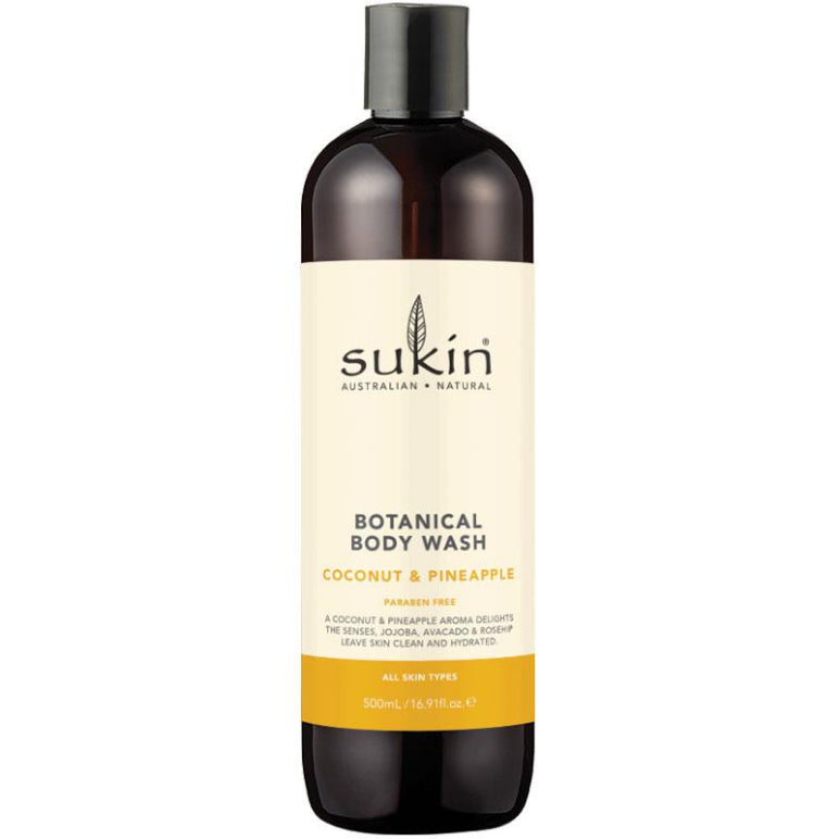 Sukin Botanical Body Wash Pineapple & Coconut 500ml front image on Livehealthy HK imported from Australia