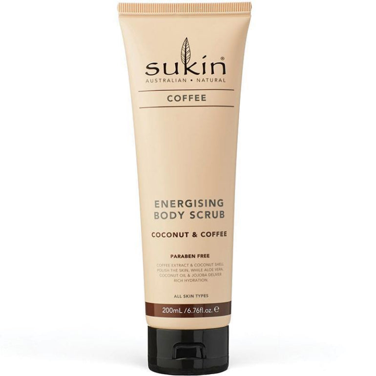 Sukin Energising Body Scrub With Coffee & Coconut 200ml front image on Livehealthy HK imported from Australia