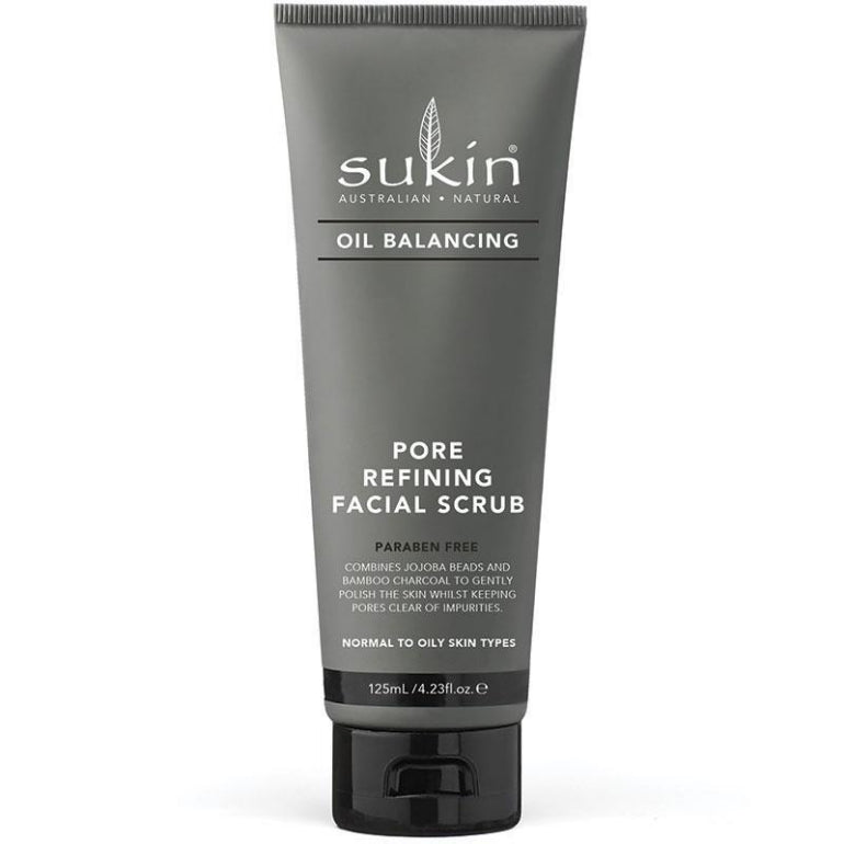 Sukin Oil Balancing Plus Charcoal Pore Refining Facial Scrub 125ml front image on Livehealthy HK imported from Australia