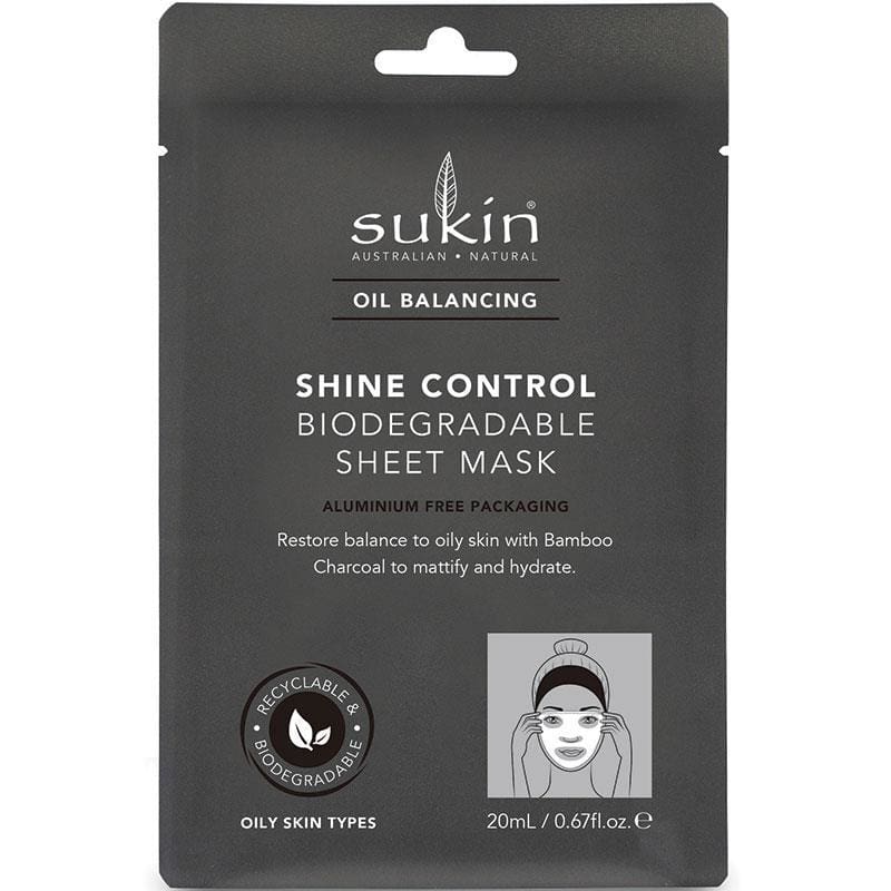 Sukin Oil Balancing Shine Control Sheet Mask Sachet front image on Livehealthy HK imported from Australia