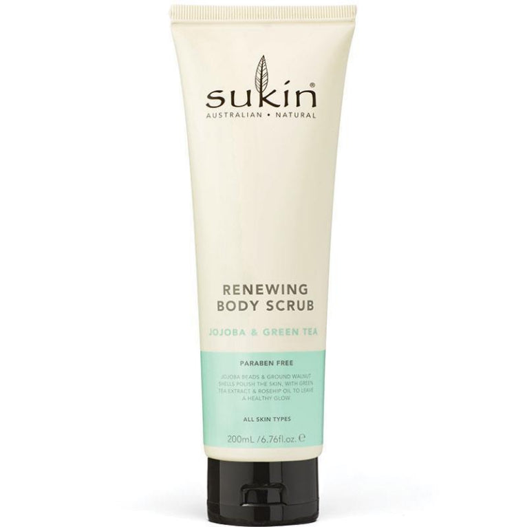 Sukin Renewing Body Scrub with Green Tea & Jojoba 200ml front image on Livehealthy HK imported from Australia