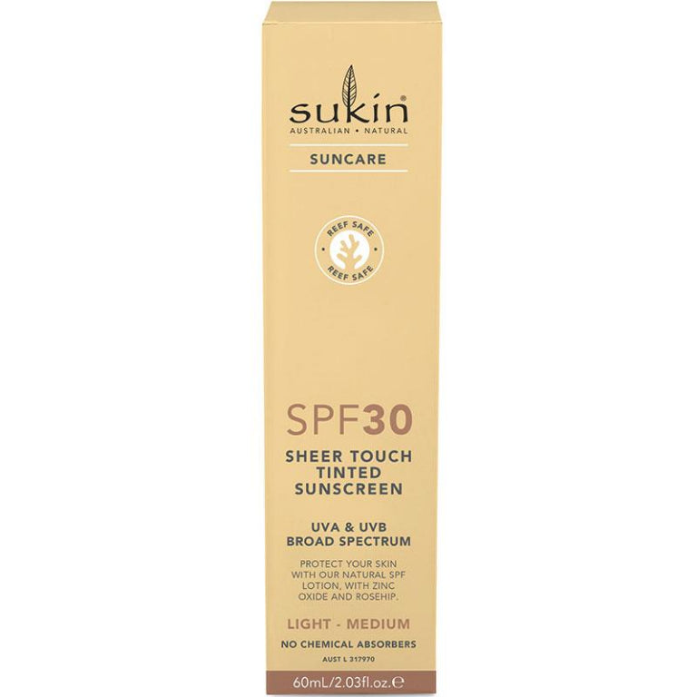Sukin SPF 30 Tinted Light/Medium Sunscreen Lotion 60ml front image on Livehealthy HK imported from Australia