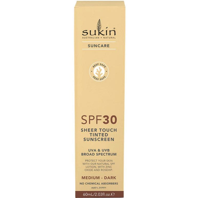 Sukin SPF 30 Tinted Medium/Dark Sunscreen Lotion 60ml front image on Livehealthy HK imported from Australia