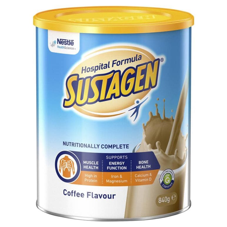 Sustagen Hospital Formula 840g Coffee front image on Livehealthy HK imported from Australia