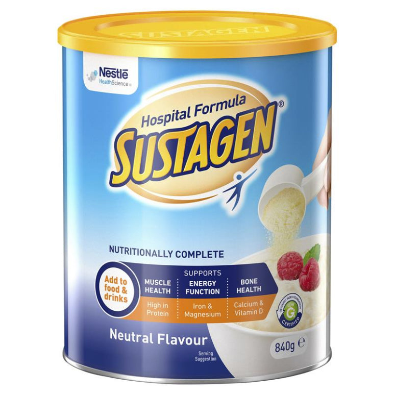 Sustagen Hospital Formula 840g Neutral front image on Livehealthy HK imported from Australia