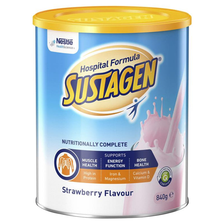Sustagen Hospital Formula 840g Strawberry front image on Livehealthy HK imported from Australia