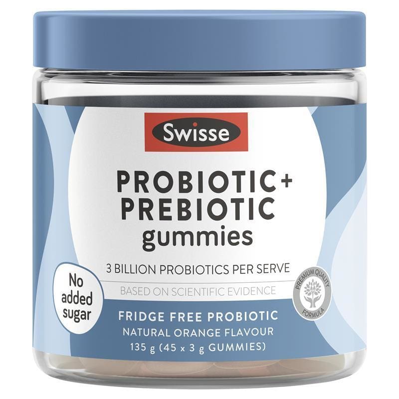 Swisse Adults Probiotic & Prebiotic Gummies 45 Pack front image on Livehealthy HK imported from Australia