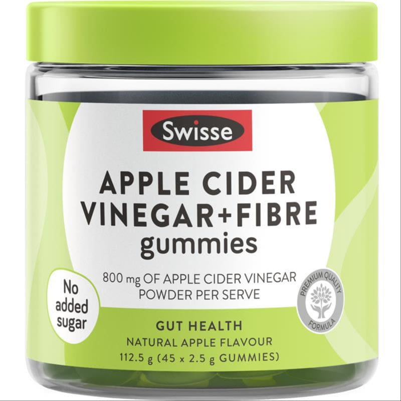 Swisse Apple Cider Vinegar & Fibre Gummies 45 Pack front image on Livehealthy HK imported from Australia
