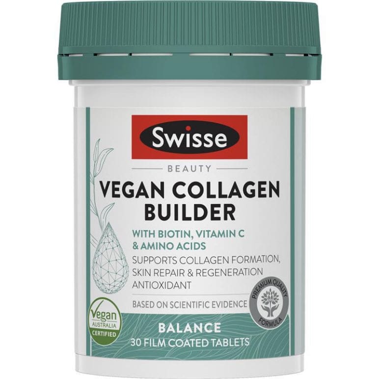 Swisse Beauty Vegan Collagen Builder 30 Tablets front image on Livehealthy HK imported from Australia