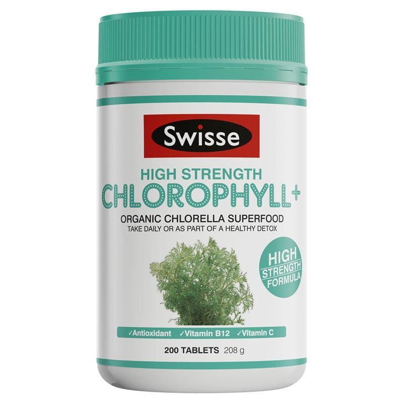Swisse Chlorophyll+ 1000mg 200 Tablets front image on Livehealthy HK imported from Australia