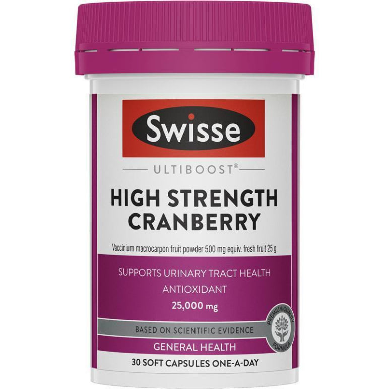 Swisse Cranberry 25000mg 30 Capsules front image on Livehealthy HK imported from Australia