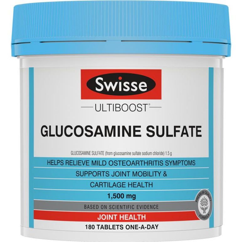 Swisse Glucosamine Sulfate 1500mg 180 Tablets front image on Livehealthy HK imported from Australia