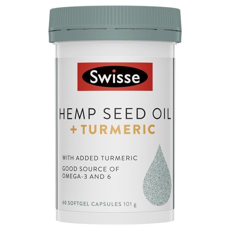 Swisse Hemp Seed Oil + Turmeric 60 Capsules front image on Livehealthy HK imported from Australia