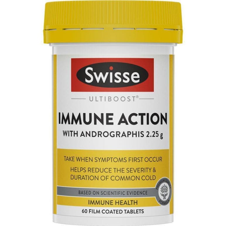 Swisse Immune Action 60 Tablets front image on Livehealthy HK imported from Australia