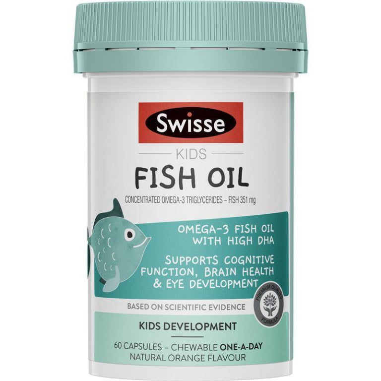 Swisse Kids Fish Oil 60 Capsules front image on Livehealthy HK imported from Australia