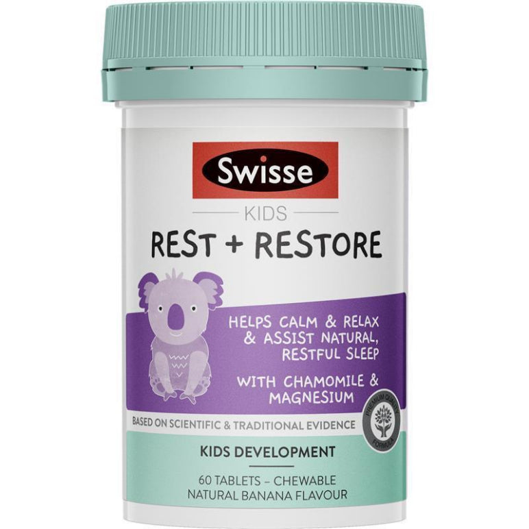 Swisse Kids Rest & Restore 60 Tablets front image on Livehealthy HK imported from Australia