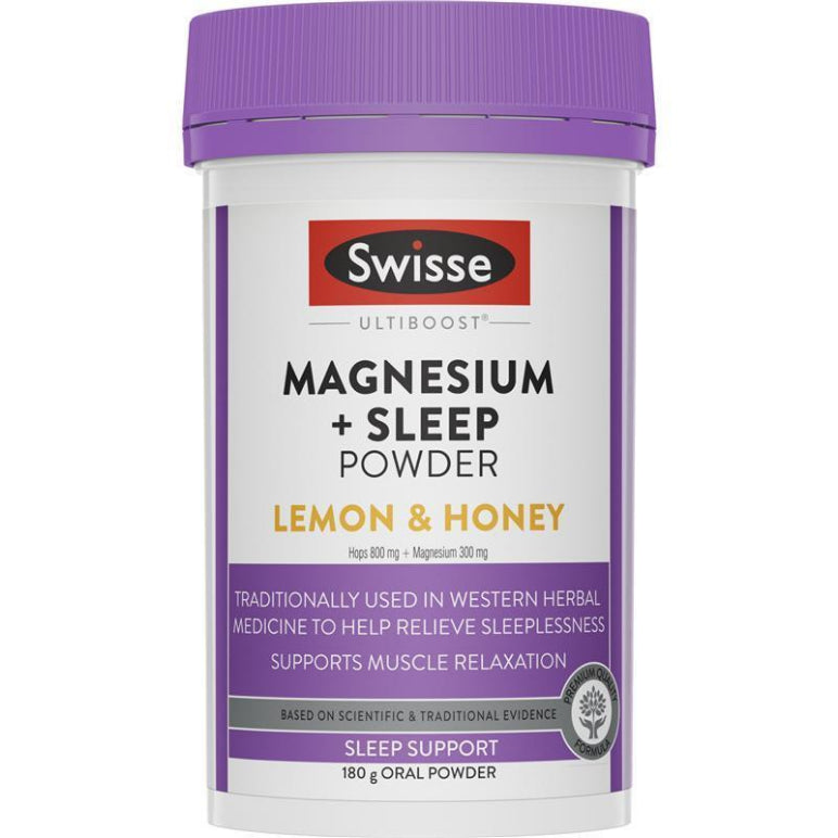 Swisse Magnesium + Sleep Powder 180g front image on Livehealthy HK imported from Australia