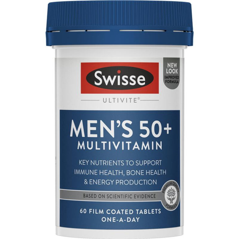 Swisse Mens Multivitamin 50+ 60 Tablets NEW front image on Livehealthy HK imported from Australia