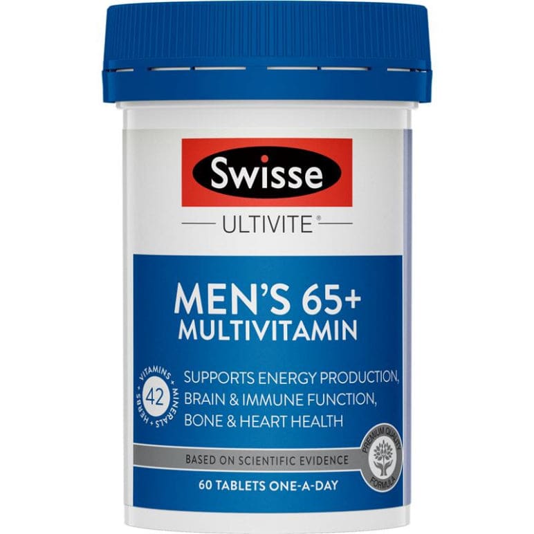Swisse Mens Multivitamin 65+ 60 Tablets front image on Livehealthy HK imported from Australia