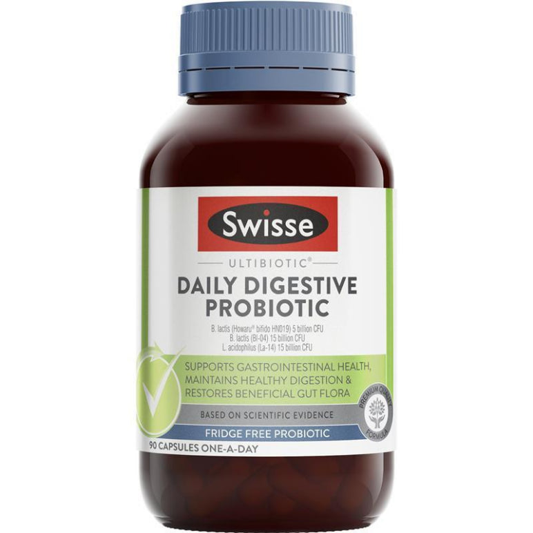 Swisse Ultibiotic Daily Digestive Probiotic 90 Capsules front image on Livehealthy HK imported from Australia