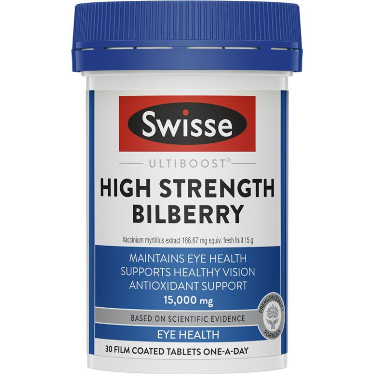 Swisse Ultiboost Bilberry 30 Tablets front image on Livehealthy HK imported from Australia