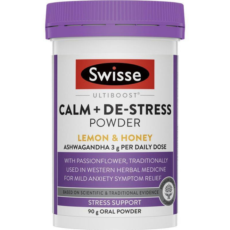 Swisse Ultiboost Calm & De-Stress Powder 90g front image on Livehealthy HK imported from Australia