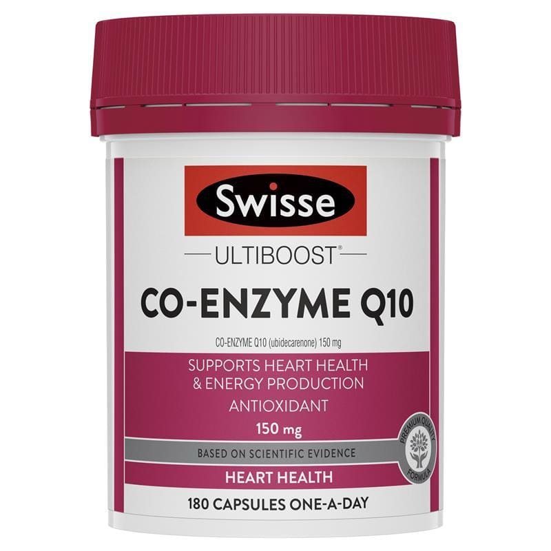 Swisse Ultiboost Co Enzyme Q10 150mg 180 Capsules front image on Livehealthy HK imported from Australia