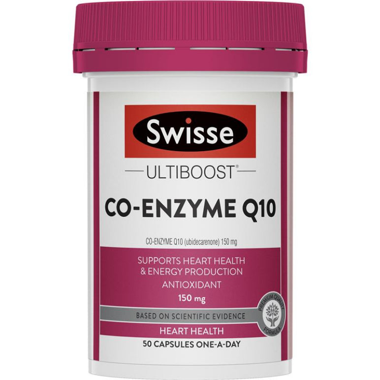 Swisse Ultiboost Co-Enzyme Q10 150mg 50 Capsules front image on Livehealthy HK imported from Australia