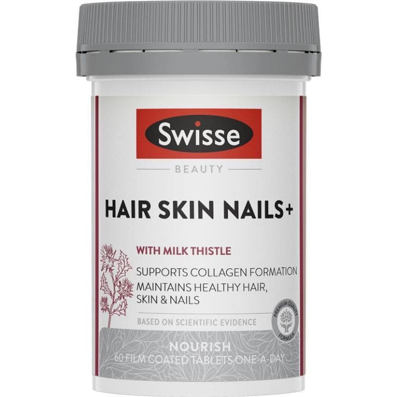Swisse Ultiboost Hair Skin Nails+ 60 Tablets front image on Livehealthy HK imported from Australia
