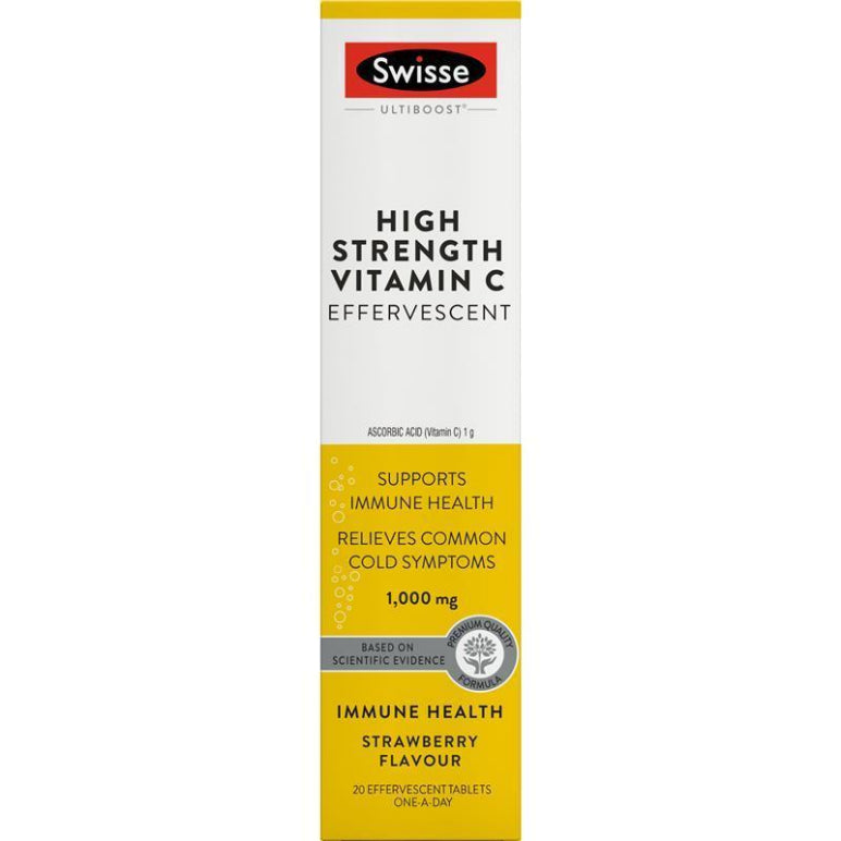 Swisse Ultiboost High Strength Vitamin C 20 Effervescent Tablets front image on Livehealthy HK imported from Australia