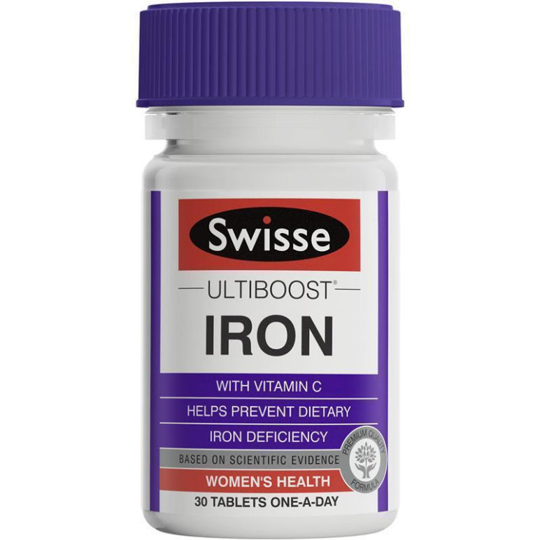 Swisse Ultiboost Iron 30 Tablets front image on Livehealthy HK imported from Australia