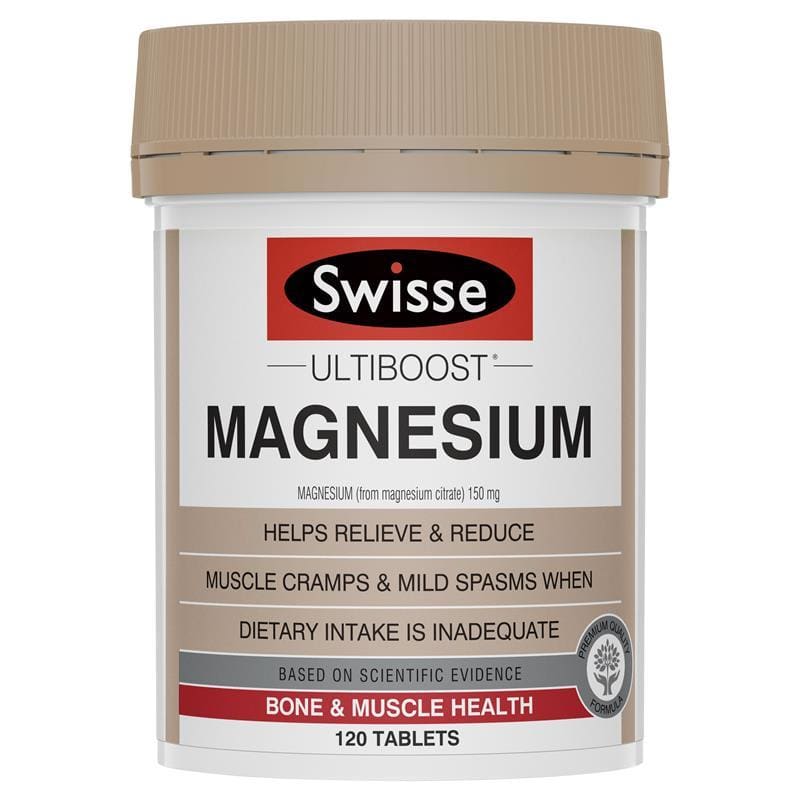 Swisse Ultiboost Magnesium 120 Tablets front image on Livehealthy HK imported from Australia