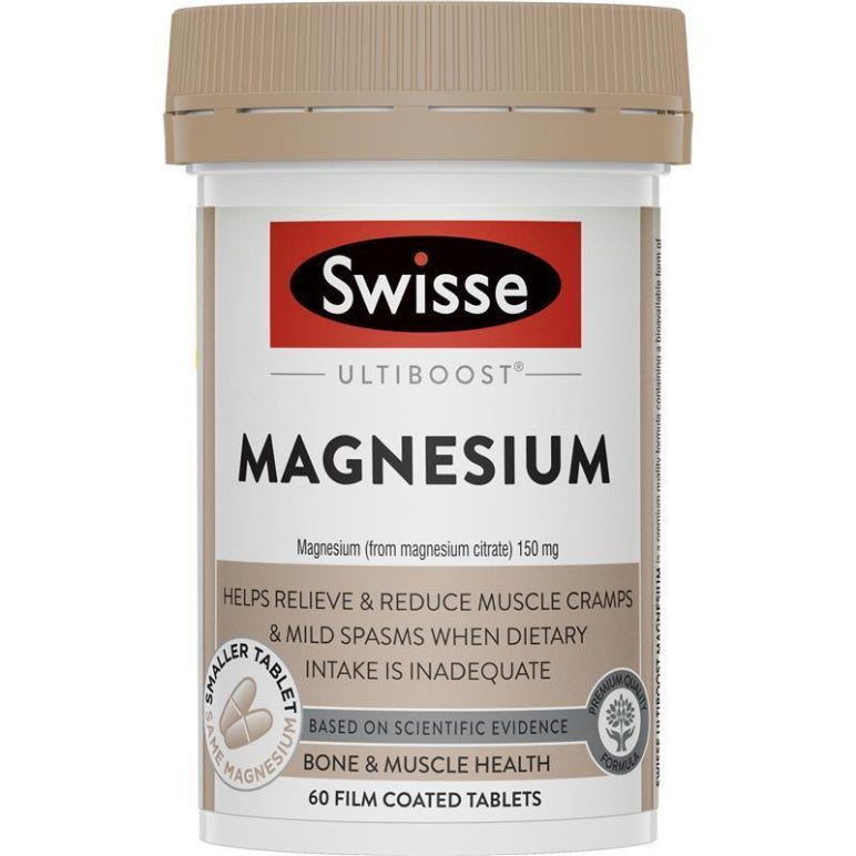 Swisse Ultiboost Magnesium 60 Tablets front image on Livehealthy HK imported from Australia