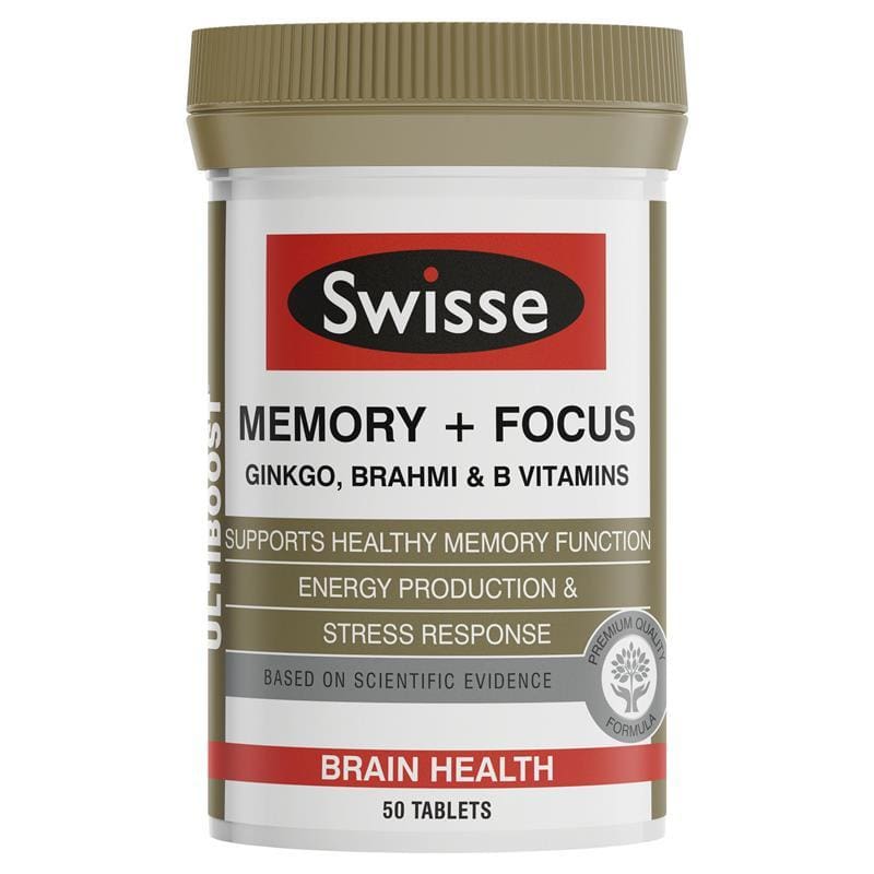 Swisse Ultiboost Memory + Focus 50 Tablets front image on Livehealthy HK imported from Australia