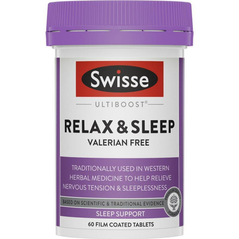 Swisse Ultiboost Relax & Sleep 60 Tablets front image on Livehealthy HK imported from Australia